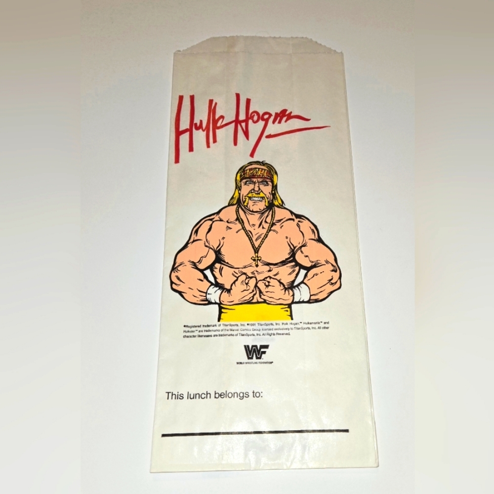 WWF WWE 1991 Hulk Hogan Hulkster unused lunch bag